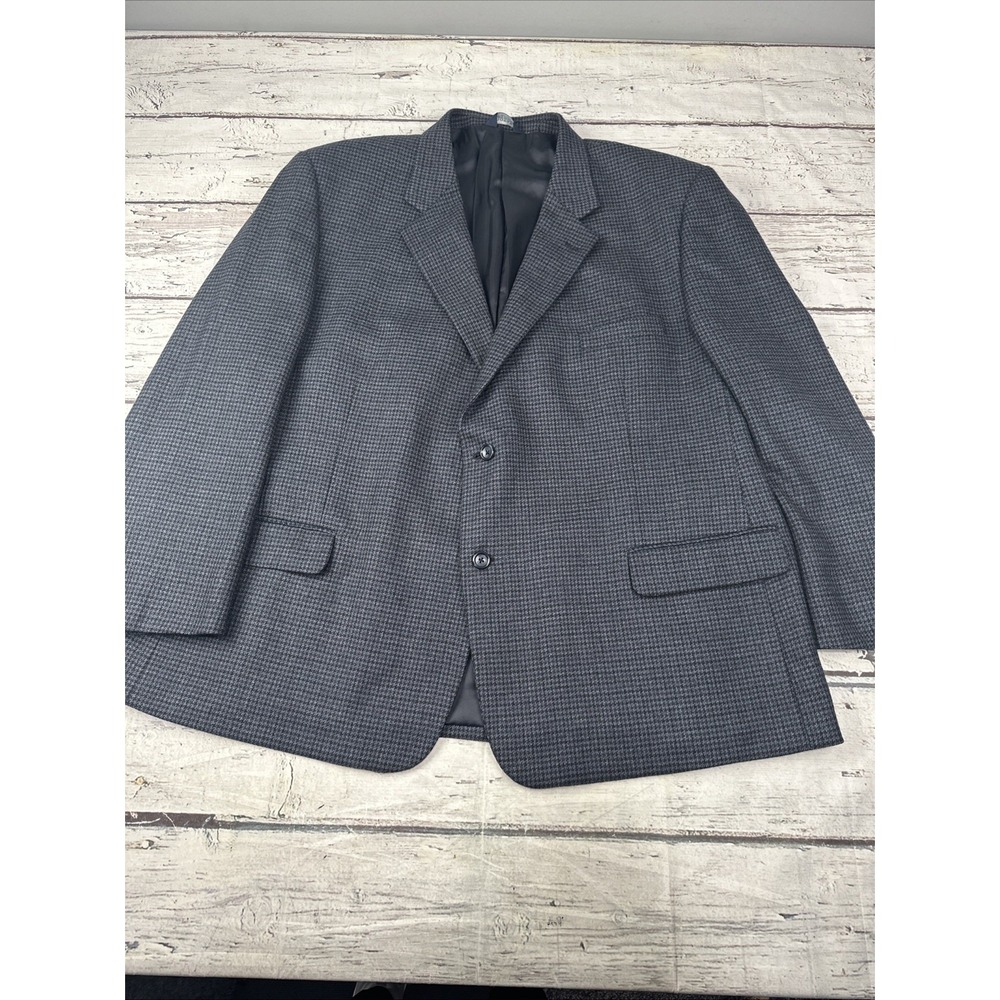 Botany 500 Men's 100% Lambswool Blue Houndstooth Blazer 50R